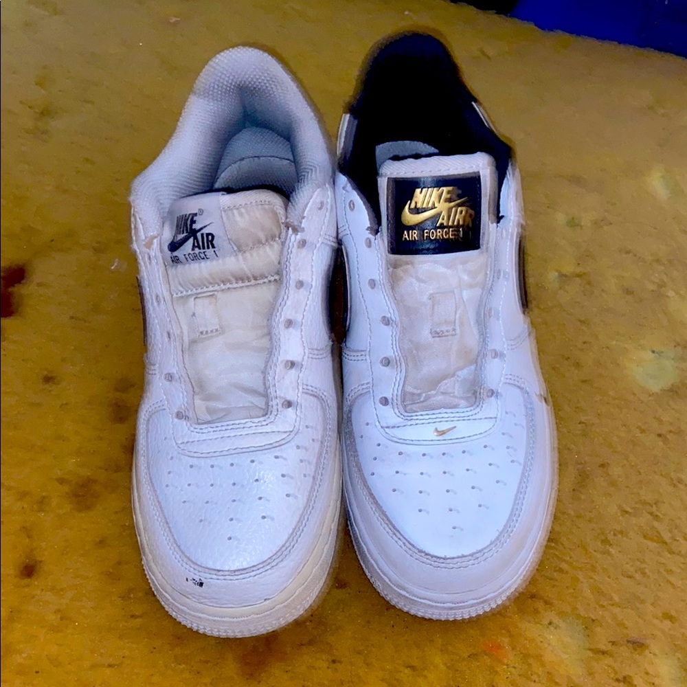 Nike Air Force 1 White with Black and Gold Details
